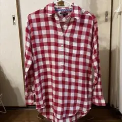 TOMMY HILFIGER 赤白チェック 長袖シャツ