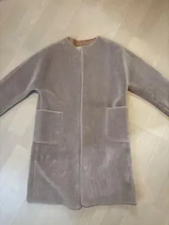 nano UNIVERSE ピンクベージュ フェイクムートン　ロングコート