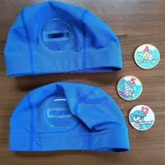 朝日スポーツクラブ　キッズ用水泳帽2個セット 透明窓　ワッペン付き　スイミング