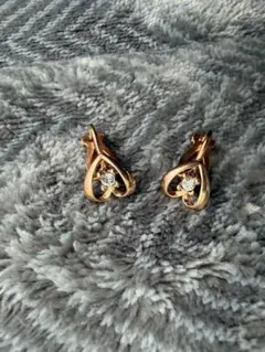 ピンクゴールド ハート型 イヤリング