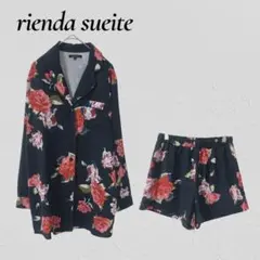 リエンダスエルタ　セットアップ　花柄　ブラック　大人　可愛い　夏 ルームウエア