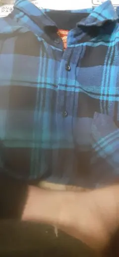 フランネルシャツ 青と黒 チェック柄