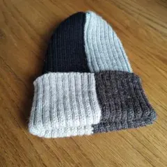 3色リブ編みニット帽