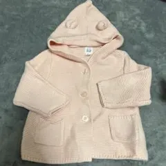 baby GAP フード耳付きピンクカーディガン 70cm/6-12ヶ月 秋冬春