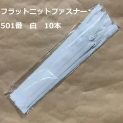 ３　フラットニット　ファスナー　YKK　20cm　1袋(10本入)　501番　白