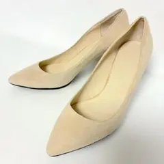 アダムエロペ スエード 本革 パンプス 23.5cm ベージュ フォーマル 通勤