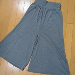 グレー ガウチョパンツ ゴムウエスト