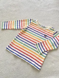 MIKIHOUSE DOUBLE.B ストライプ長袖Tシャツ レインボー