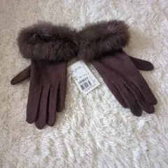 ブラウンファー付き手袋のサムネイル