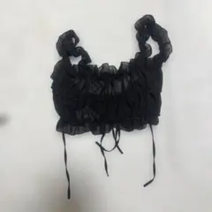 フリル付きブラック キャミソール ノースリーブ シースルー