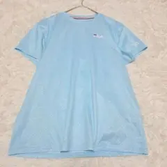 FILA フィラ M 半袖Tシャツ ドット 水色 スポーツウェア テニス ロゴ