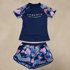 レディース セパレート水着 ボタニカル柄 ネイビー