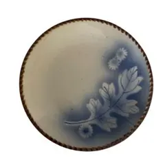 骨董陶器 皿　植物柄 ブルー　レトロ