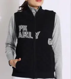 PEARLY GATES 変形チェックスタンドネックベスト レディース