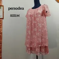 persodea 半袖 チュニック M ピンク 花柄 ミニワンピース
