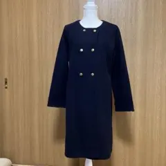 ゴールデンベア　ネイビー ダブルボタン ロングコート　Ｌサイズ