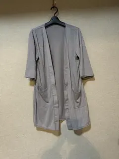 グレー 五分袖 カーディガン ポケット付き