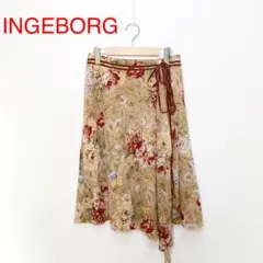 INGEBORG インゲボルグ 花柄アシンメトリーシフォンスカート 875
