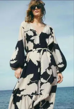 花柄ロングシャツワンピース