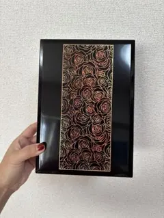 越前塗 文箱 花柄彫刻 ※エコメルカリ便を選択お願いいたします