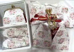 美品★七五三 3歳　お祝いセット 帯　草履 バッグ 扇子 帯締めのサムネイル