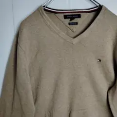 トミーヒルフィガー ニット セーター コットンニット ベージュ メンズL