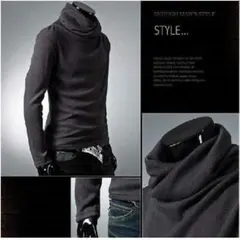 XXL グレー タートルネック アフガン ネック シャツ カットソー インナー