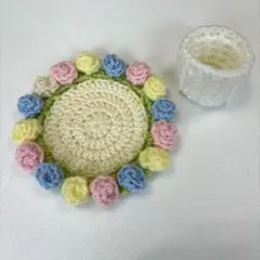 ハンドメイド 花束コースター ブーケコースター パステルカラー