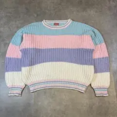 80s 90s vintage アクリルニットセーター ボーダー L 古着