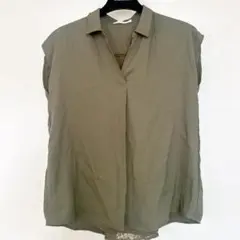 anySiS ブラウス カーキ レース ノースリーブシャツ サイズ2 シフォン