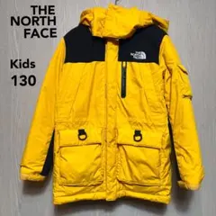 ザノースフェイス　ダウンジャケット　キッズ　130 イエロー　刺繍ロゴ