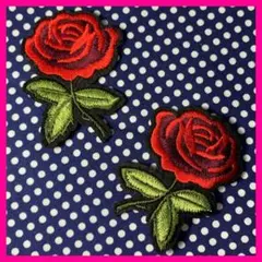【左右対称】バラ アイロンワッペン フラワー  ローズ  花 薔薇 手芸 刺繍