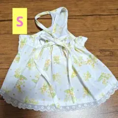 ハンドメイド犬服　サロペットスカート　ミモザ柄　S　春服