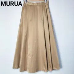 ✨良品✨ MURUA ボリューム タック フレア ロングスカート 艶感 光沢