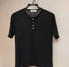 yolo リブ ヘンリーネック 半袖 Tシャツ ブラック
