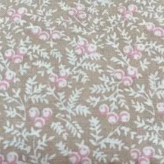 ベージュ地にピンク花柄コットン生地
