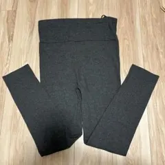 マタニティ リブ編みパンツ ダークグレー 調整可能ストラップ付き