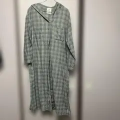 フード付きチェック柄ロングワンピース 3L