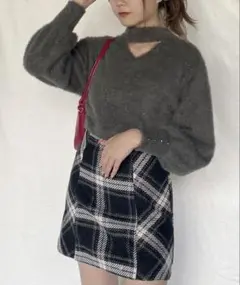 oneway 2way フェザーニット　グレー