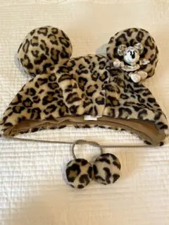 【美品】ヒョウ柄ミニーマウス帽子　5500→値下げ！