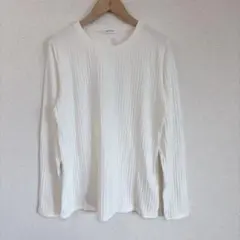 新品　BACK NUMBER リブ長袖カットソー ホワイト　【Ｌ】 ライトオンのサムネイル