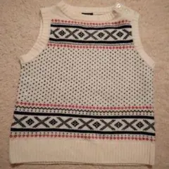 ウール100 ノルディック模様編み ベスト