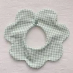 65 お花スタイ 【 チェック　グリーン 】