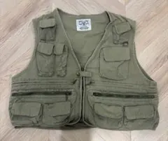 90s HOUSTON フィッシャーマンベスト　オリーブ　Lサイズのサムネイル