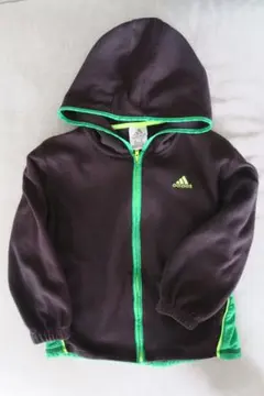 adidas フリースパーカー サイズ5 黒/緑