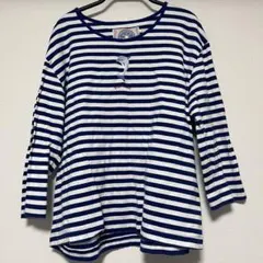 ピンクハウス　ストライプ 七分袖カットソー イルカ刺繍