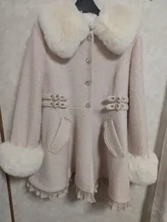 LIZLISA ビジューリボンミニ丈Aラインコート ピンク