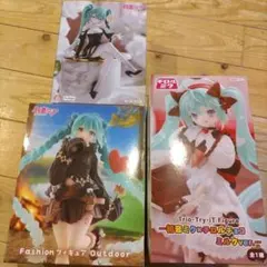 初音ミク　フィギュア３点セット　チロルチョコ　　outdoor 　白薔薇