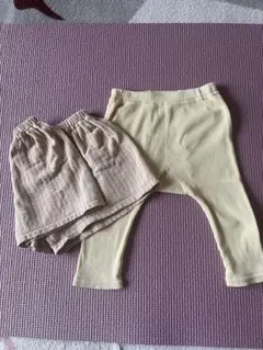 リブ編み レギンスとショートパンツセット PUPO