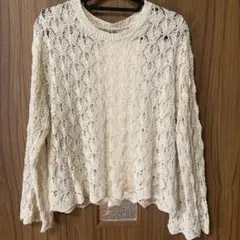 レプシィム　透かし編み 長袖ニット アイボリー